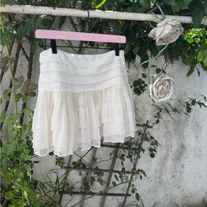 Elegant White Tiered Skirt boho ruffle
